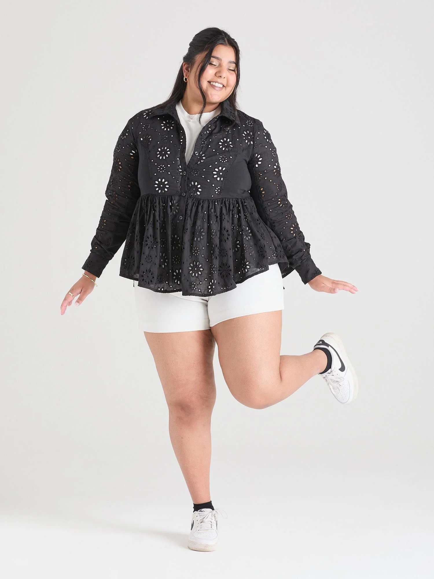 Broderie Anglaise Shirt - Black - Image 9