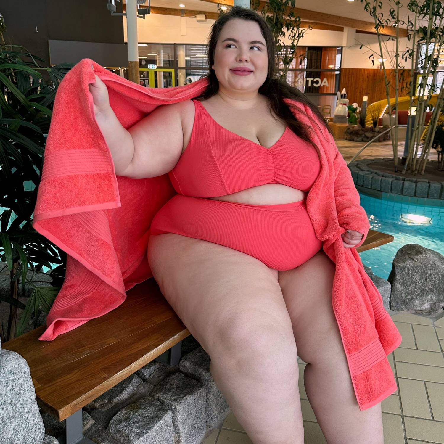 Hasta La Vista Rib Bikini Bottoms - Coral - Image 19