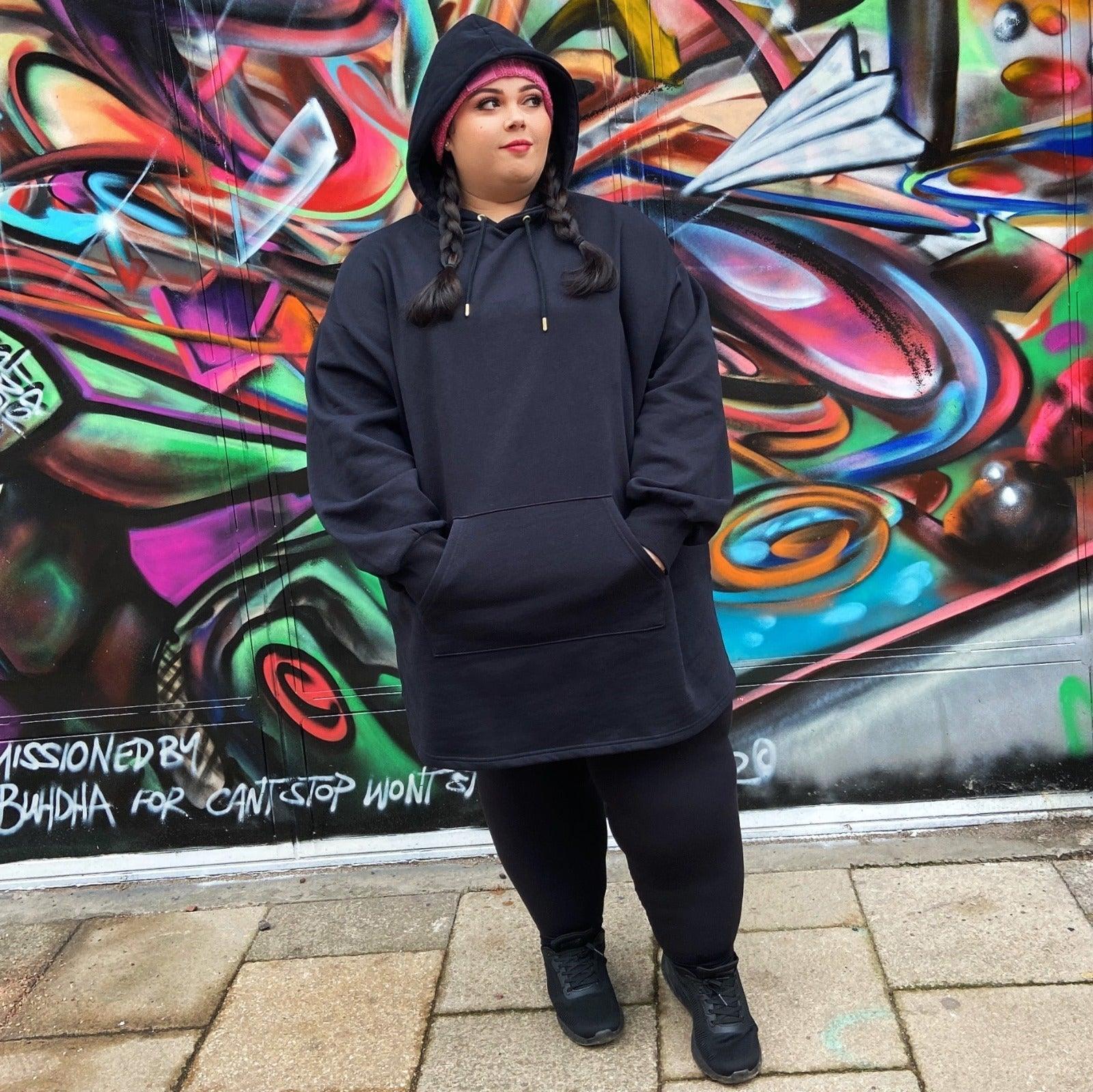 Organic Cotton Longline Hoodie - Black - Image 10
