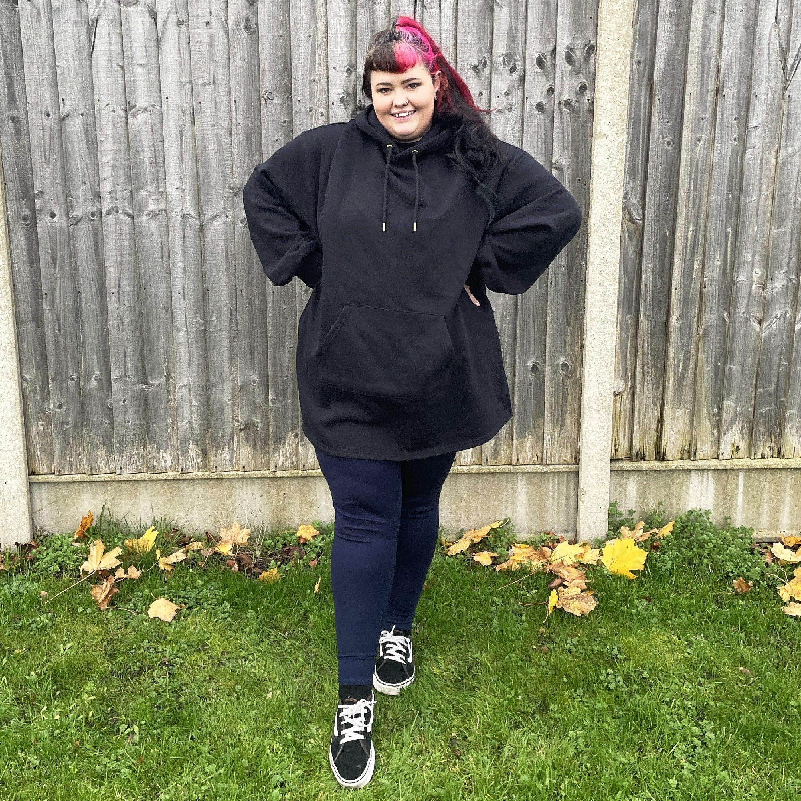 Organic Cotton Longline Hoodie - Black - Image 20