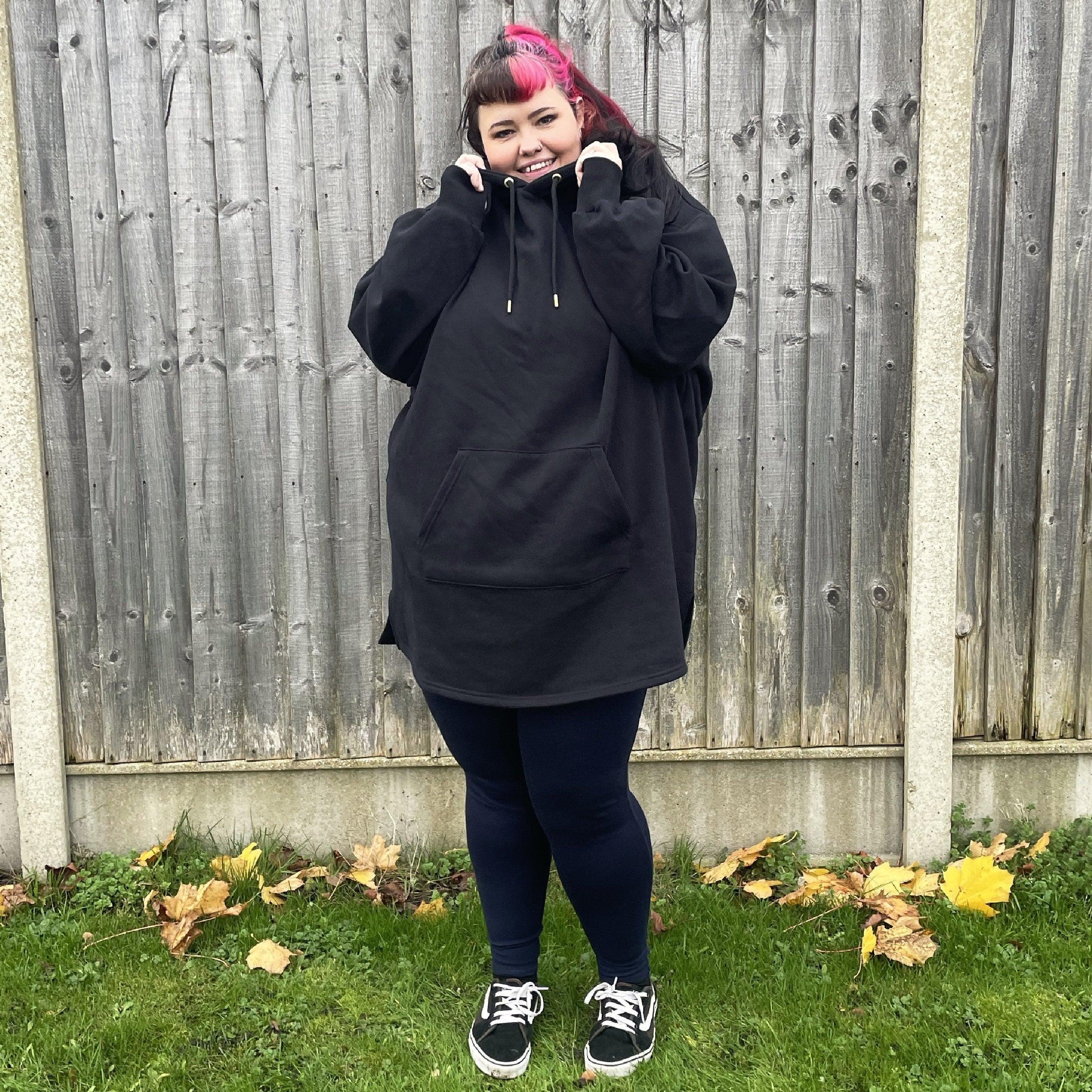 Organic Cotton Longline Hoodie - Black - Image 6