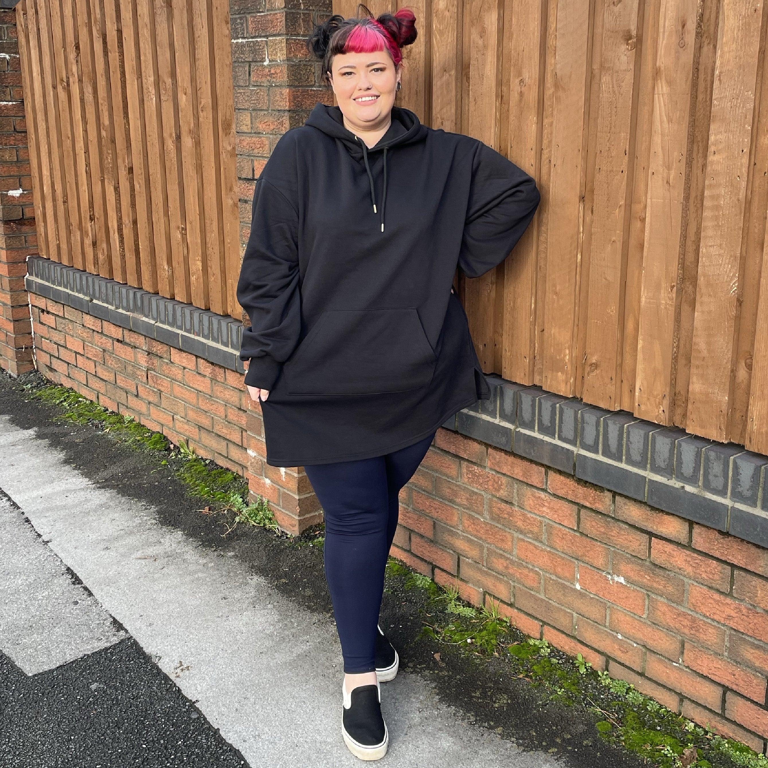 Organic Cotton Longline Hoodie - Black - Image 7